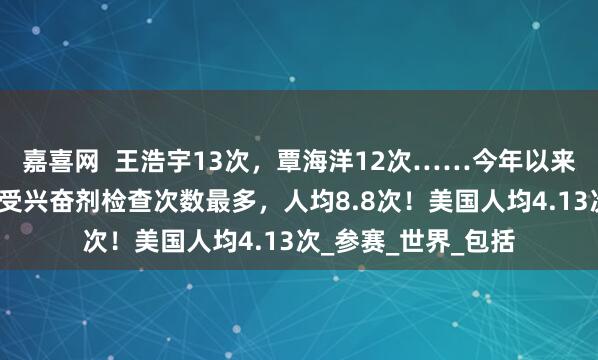 嘉喜网  王浩宇13次，覃海洋12次……今年以来中国游泳运动员接受兴奋剂检查次数最多，人均8.8次！美国人均4.13次_参赛_世界_包括